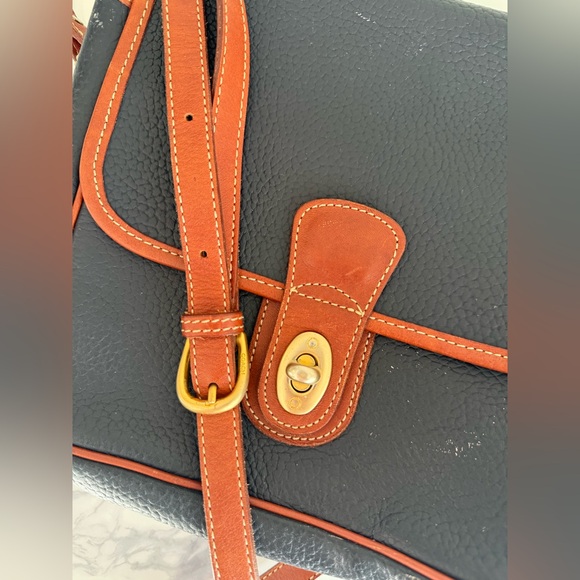 Vintage COACH Wrinkled Leather Crossbody Bag, Navy / Brown - Picture 3 of 16